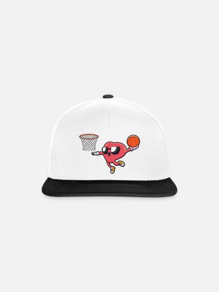 Herz Basketball Humor - Snapback Cap - Weiß/Schwarz