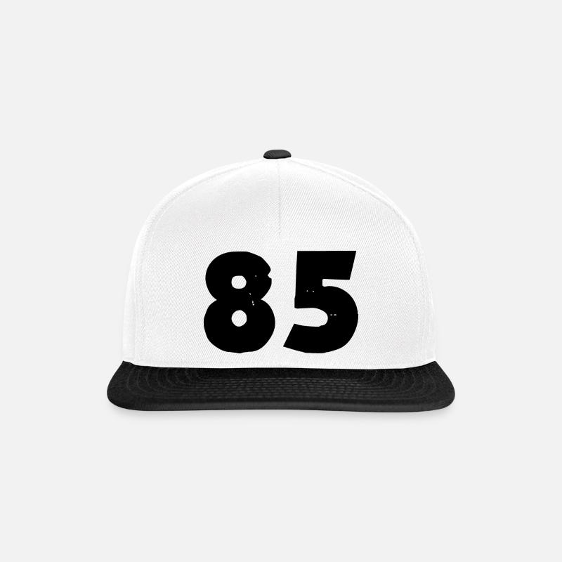 85 Zahl - Snapback Cap - Weiß/Schwarz