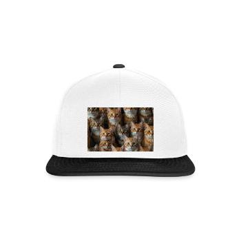 Happy Cats with smiling face - Snapback Cap - Weiß/Schwarz - Vorne