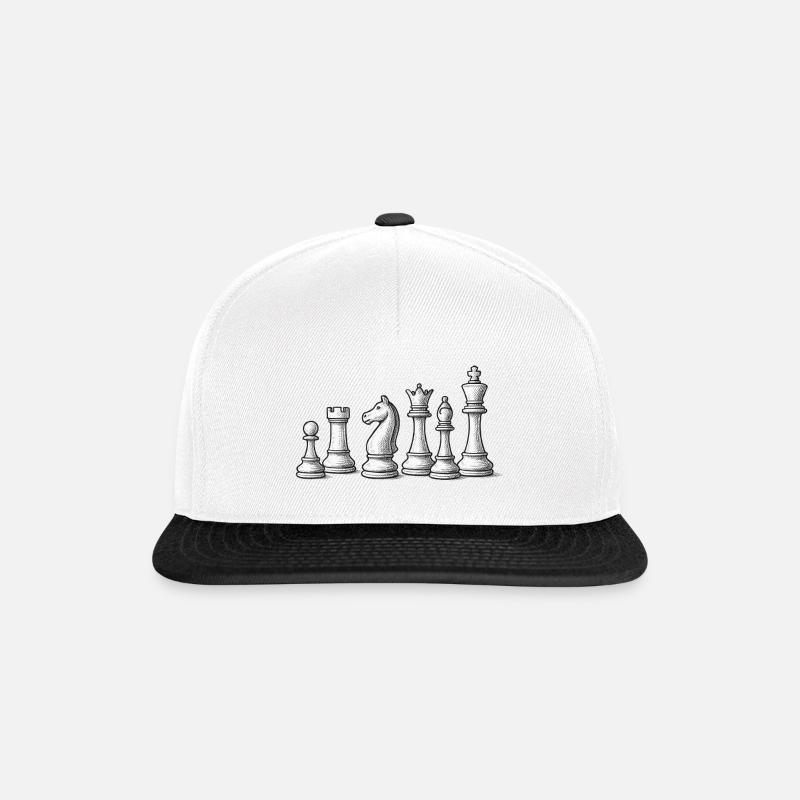 Schachfiguren - Snapback Cap - Weiß/Schwarz