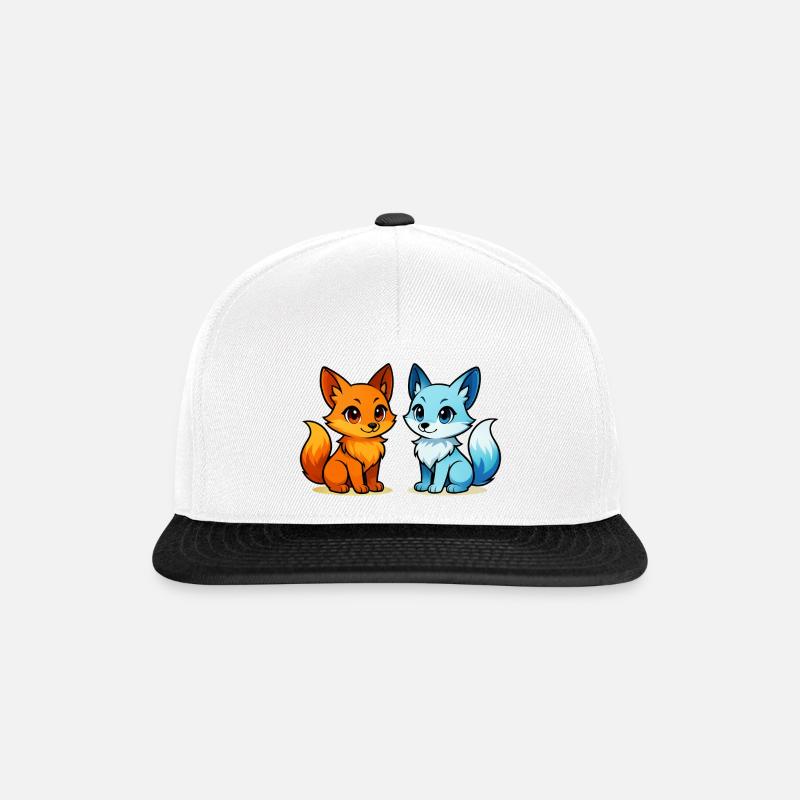 Elemente in Freundschaft, Feuer trifft Wasser - Snapback Cap - Weiß/Schwarz