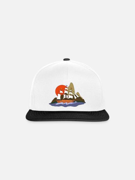 Segelschiff - Snapback Cap - Weiß/Schwarz