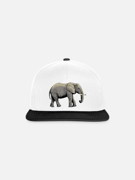 Individueller Elefanten-Design - Snapback Cap - Weiß/Schwarz