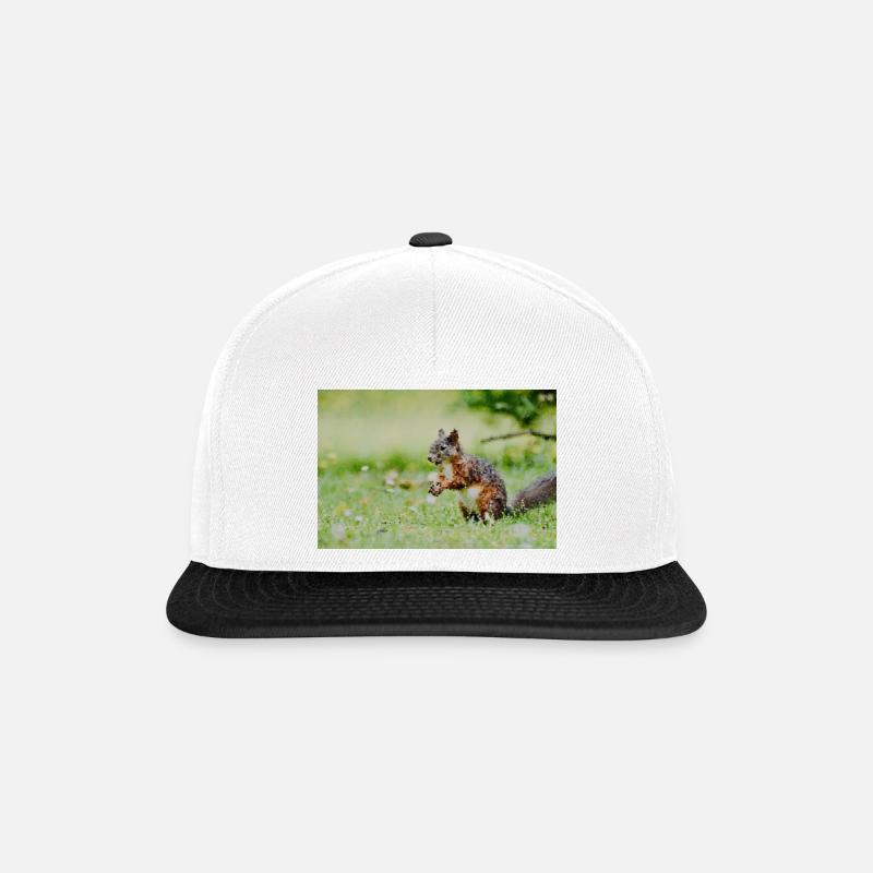 Squirrel Mosaic in the grass field - Snapback Cap - white/black