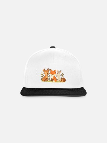 Waldfreunde: Fuchs Reh Hase - Snapback Cap - Weiß/Schwarz