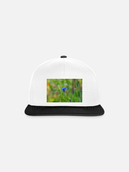 Kornblume - Snapback Cap - Weiß/Schwarz