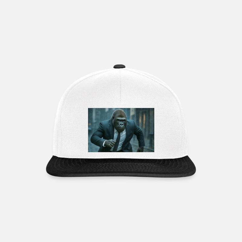 Geschäfts-Gorilla im Regen - Snapback Cap - Weiß/Schwarz