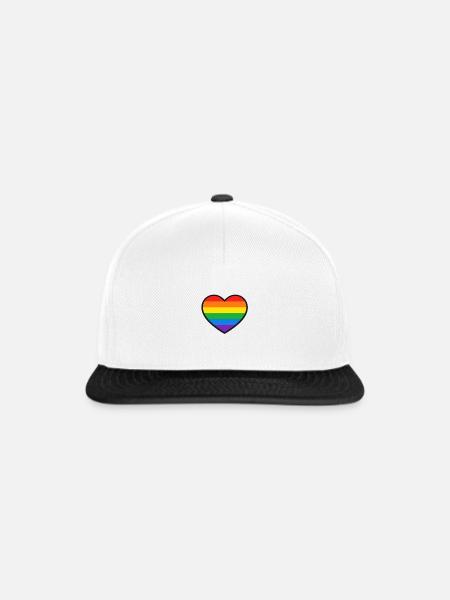 Herz mit Pride-Regenbogenstreifen - Snapback Cap - Weiß/Schwarz