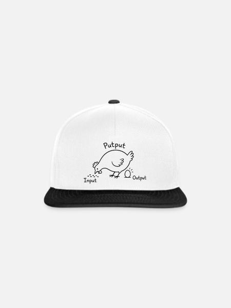 Huhn Input Output Skizze - Snapback Cap - Weiß/Schwarz