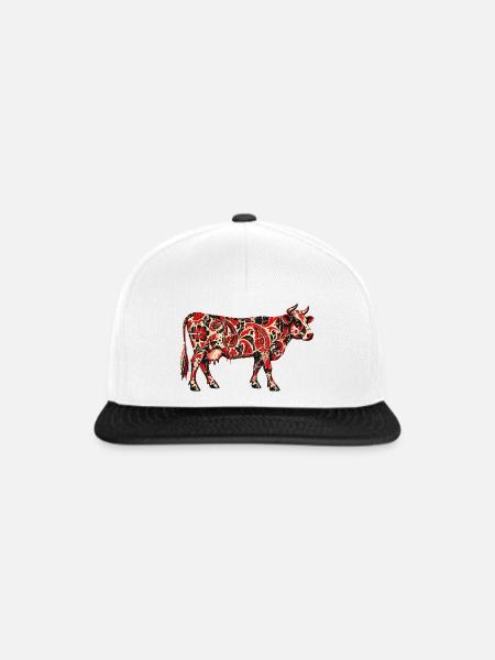 Paisley-Kuh - Snapback Cap - Weiß/Schwarz