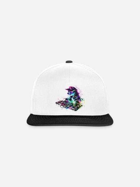 DJ Katze - Snapback Cap - Weiß/Schwarz