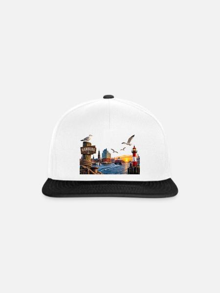 Hamburg Hafen Sonne - Snapback Cap - Weiß/Schwarz