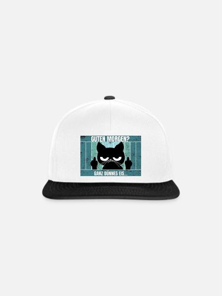 Katze Morgenmuffel - Snapback Cap - Weiß/Schwarz