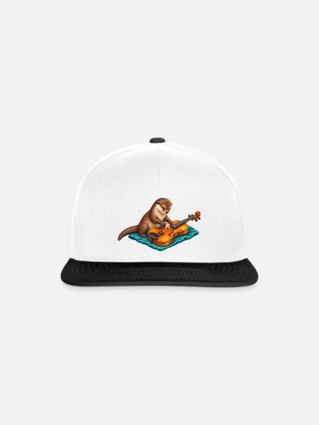 Otter repariert eine Geige - Snapback Cap - Weiß/Schwarz