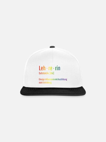 Lehrerin Substantiv Influencerin Schule Geschenk - Snapback Cap - Weiß/Schwarz