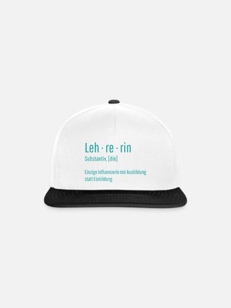 Lehrerin Substantiv Influencerin Schule Geschenk - Snapback Cap - Weiß/Schwarz