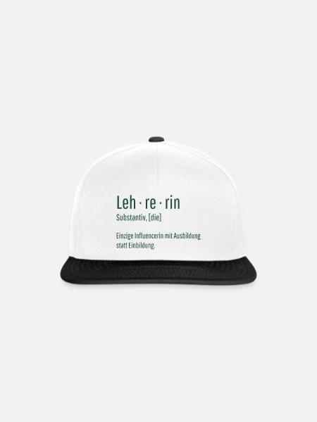 Lehrerin Substantiv Influencerin Schule Geschenk - Snapback Cap - Weiß/Schwarz
