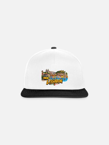 Lissabon Farbscape Tram Hafen - Snapback Cap - Weiß/Schwarz
