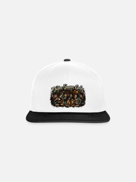 Dubbe-Shoppe Gang – Gothic Streetwear - Snapback Cap - Weiß/Schwarz