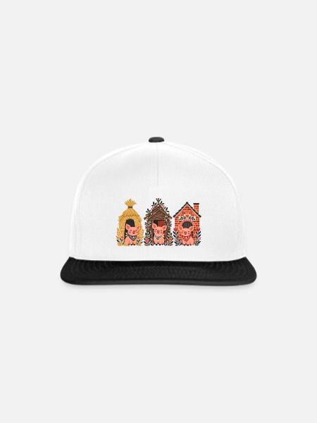 Drei Schweinchen Häusertrio - Snapback Cap - Weiß/Schwarz