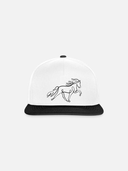 Islandpferd Oneliner im Tölt  - Snapback Cap - Weiß/Schwarz