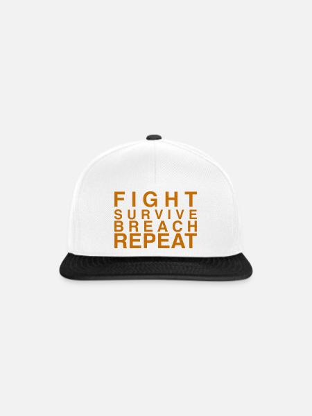 Fight Survive Breach Repeat Motiv - Snapback Cap - Weiß/Schwarz