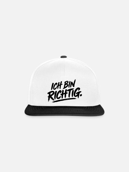 Ich bin richtig - Snapback Cap - Weiß/Schwarz