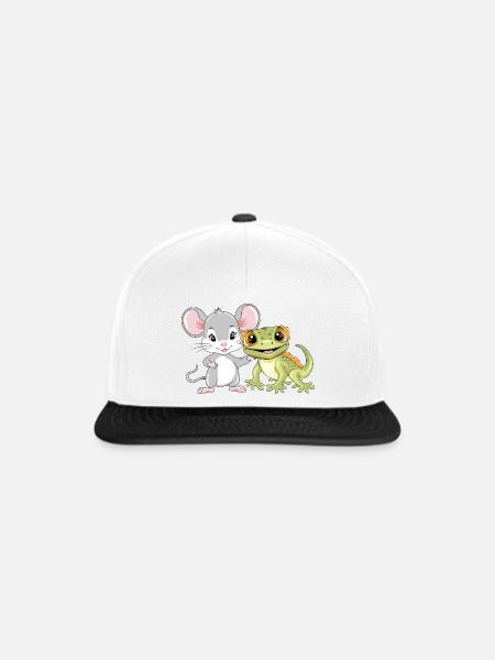 Little_mouse_and_gecko_are_best_friends - Snapback Cap - Weiß/Schwarz