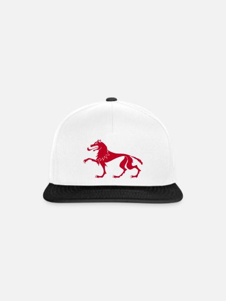 Mittelalterlicher Roter Wolf - Snapback Cap - Weiß/Schwarz