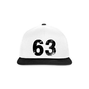 63 Zahl Trikot - Snapback Cap - Weiß/Schwarz - Vorne