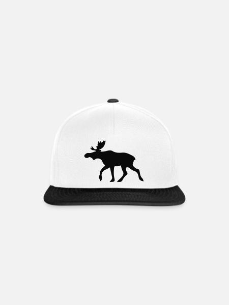Norwegen - Elch - Snapback Cap - Weiß/Schwarz