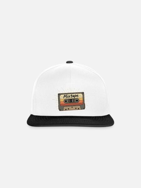 Retro Mixtape Kassette - Snapback Cap - Weiß/Schwarz