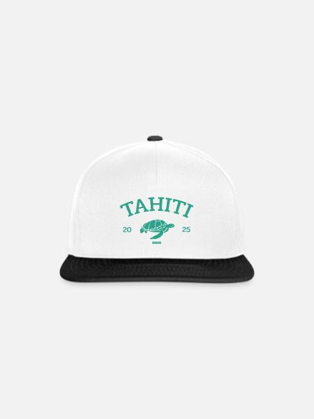 Tahiti - Turtle - French Polynesia - Schildkröte - Snapback Cap - Weiß/Schwarz