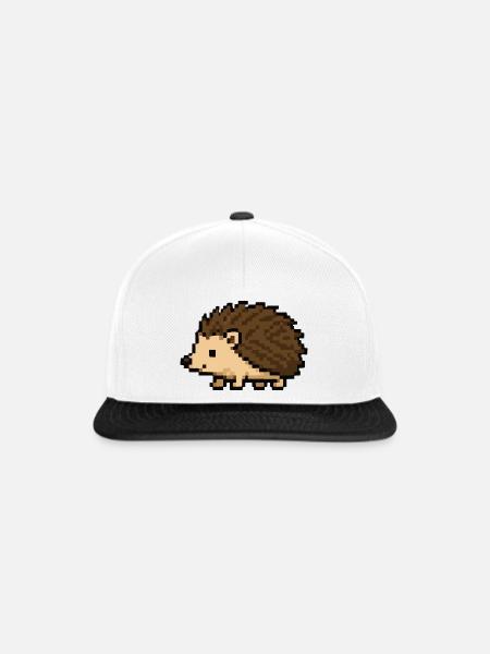 Pixeliger Igel im Retro-Stil - Snapback Cap - Weiß/Schwarz