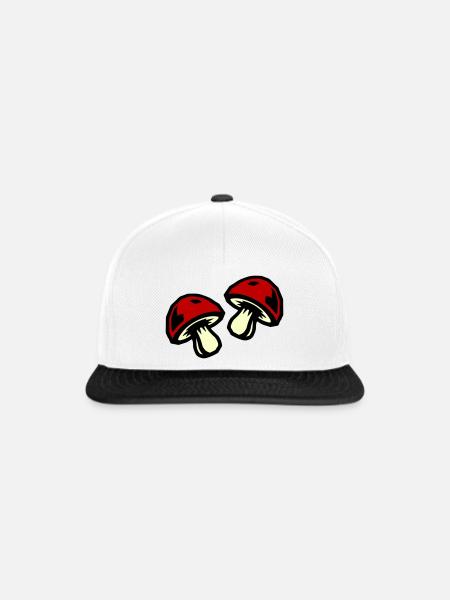 Pilze Symbol - Snapback Cap - Weiß/Schwarz