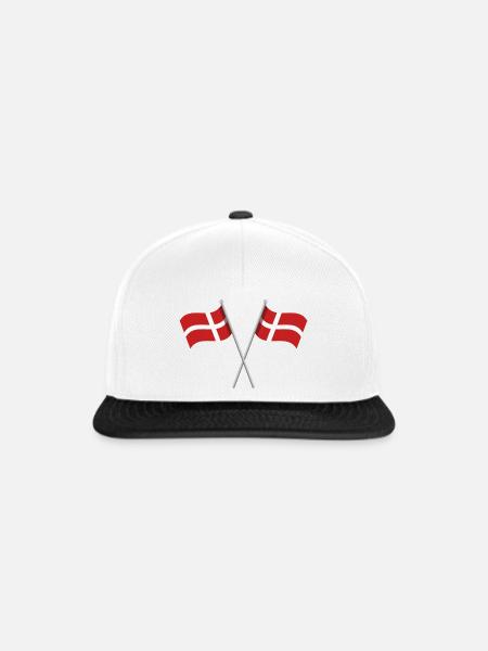 Dänische Flagge - Snapback Cap - Weiß/Schwarz