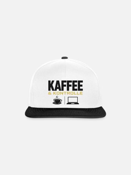 Kaffee & Kontrolle - Snapback Cap - Weiß/Schwarz