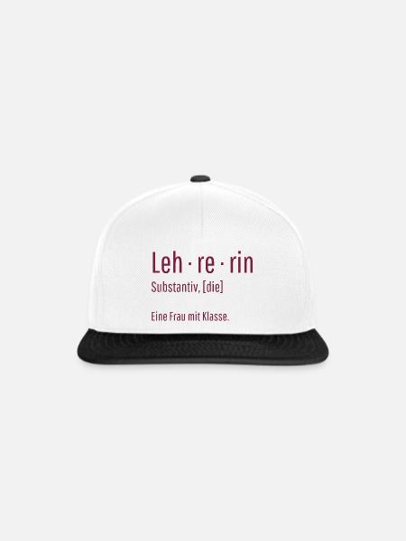 Lehrerin Substantiv Definition Schule Geschenk - Snapback Cap - Weiß/Schwarz