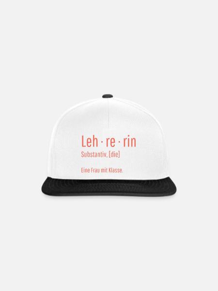Lehrerin Substantiv Definition Schule Geschenk - Snapback Cap - Weiß/Schwarz