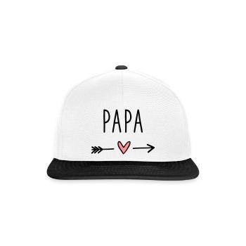 Papa Herz Pfeil Liebe Vatertag Geschenk - Snapback Cap - Weiß/Schwarz - Vorne