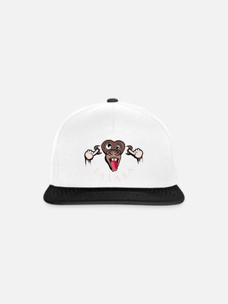 funny monkey lalala symbol illustration tongue - Snapback Cap - white/black