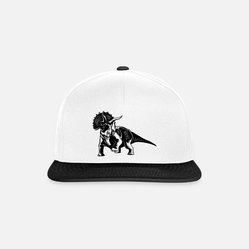 Triceratops Dinosaurier - Snapback Cap - Weiß/Schwarz