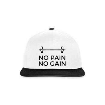 Pas de douleur, pas de gain - avec du poids - Casquette snapback - blanc/noir - Devant