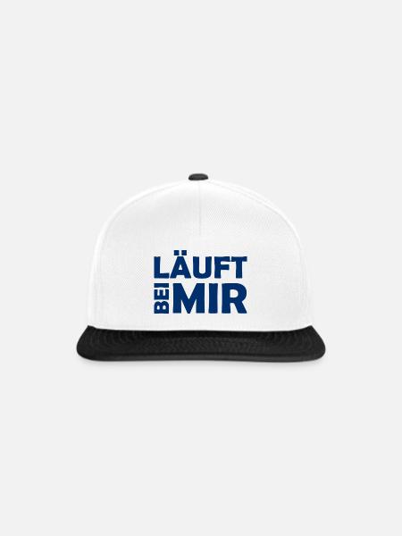 Läuft bei mir - Cooler Spruch - Laufen - Snapback Cap - Weiß/Schwarz