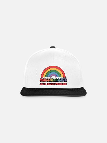 Menschenrechte statt rechte Menschen - Cool Pride - Snapback Cap - Weiß/Schwarz