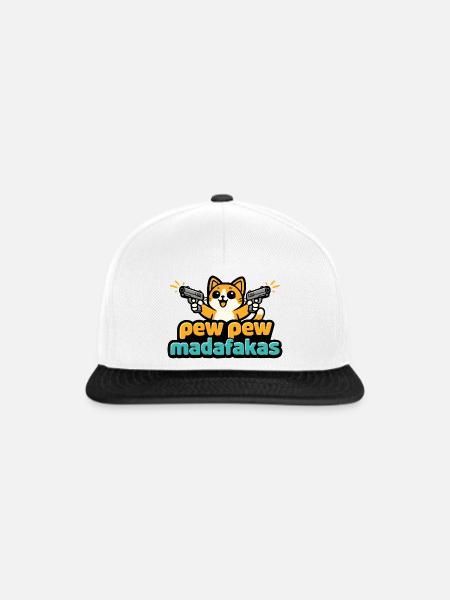 Pew Pew Madafakas Katze - Snapback Cap - Weiß/Schwarz