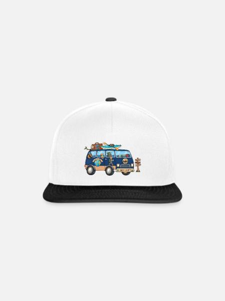 Abenteuer Weltreise Camper Wohnmobil - Snapback Cap - Weiß/Schwarz