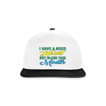 J’ai un bon cœur mais bénis cette bouche 4 - Casquette snapback - blanc/noir - Devant