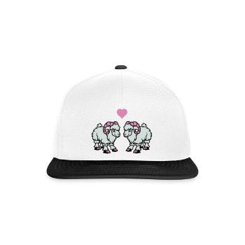 Mouton Bande Dessinée Bélier Amour - Casquette snapback - blanc/noir - Devant