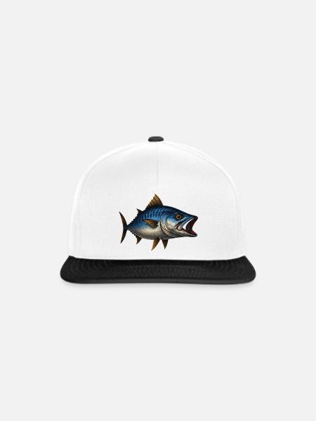 Dynamischer Blauflossen-Thunfisch Illustration - Snapback Cap - Weiß/Schwarz